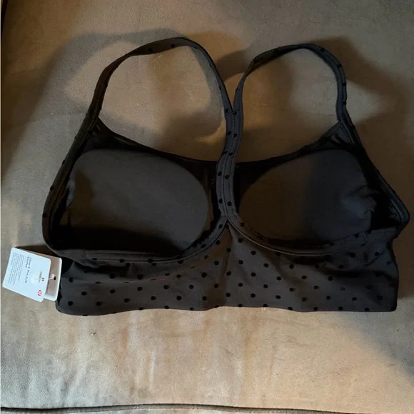 Lululemon Athletica Black Polka Dot Flocked Flow Y Bra C/D Evolve